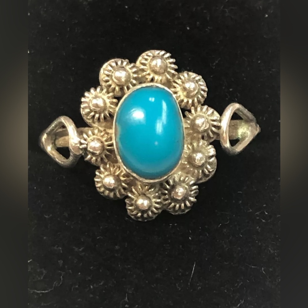 Vintage Navajo Indian Jewelry Sterling Silver Turquoise Ring